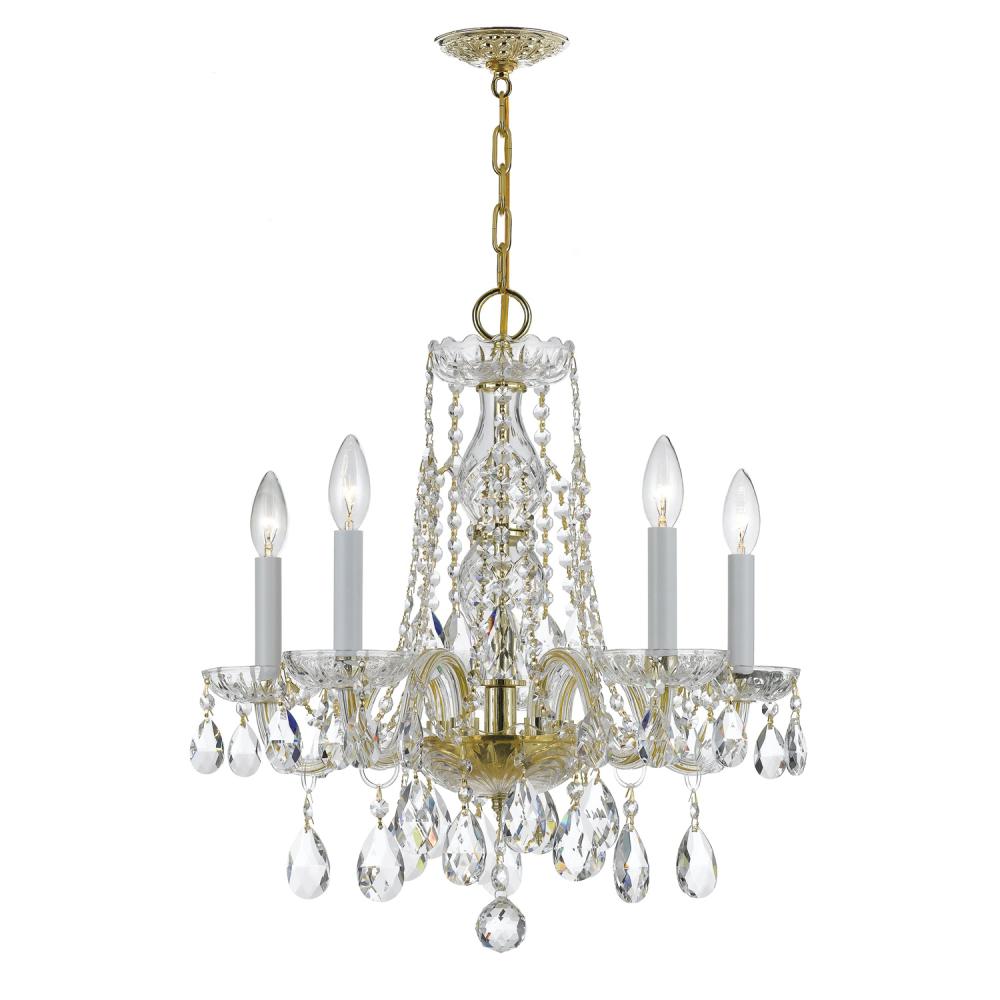 Traditional Crystal 18'' Hand Cut Crystal Polished Brass Chandelier
