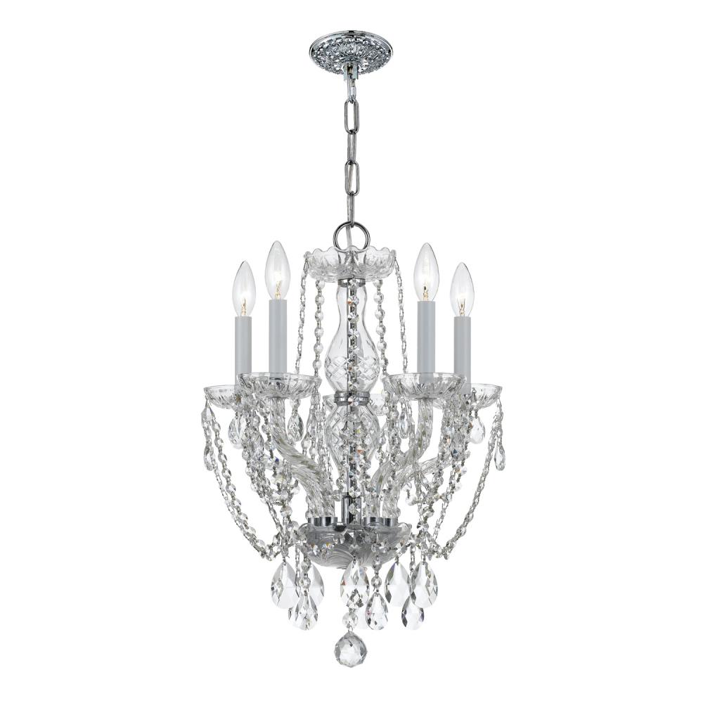 Traditional Crystal 14'' Hand Cut Crystal Polished Chrome Chandelier
