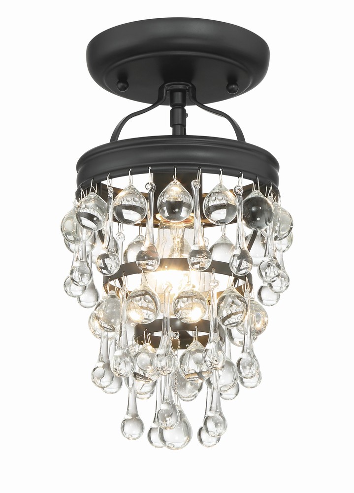 Calypso 7.25'' Crystal Teardrop Matte Black Semi Flush Mount