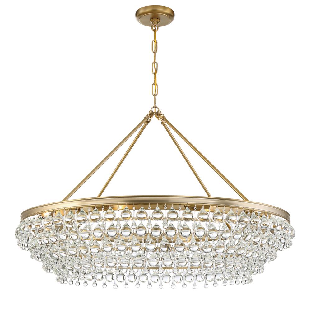 Calypso 8 Light Crystal Teardrop Vibrant Gold Chandelier