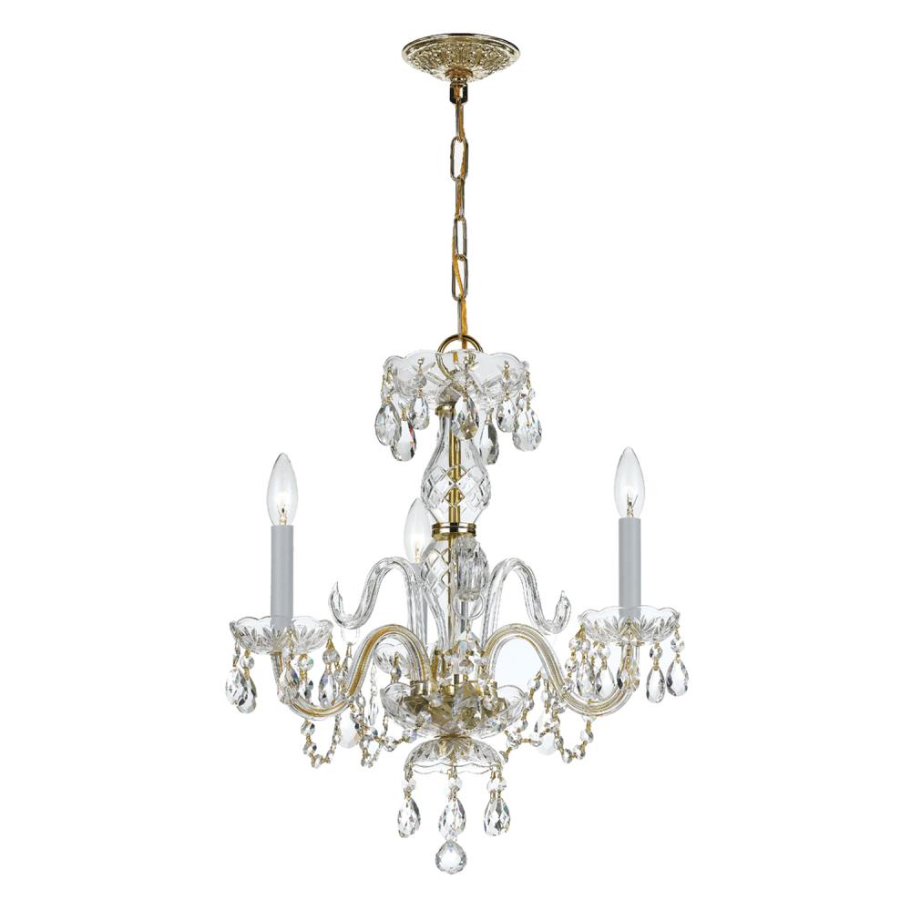 Traditional Crystal 16'' Italian Crystal Polished Brass Chandelier