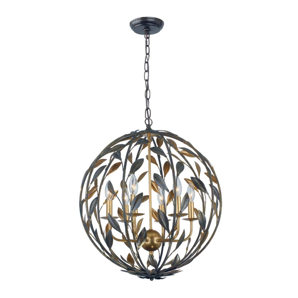Broche 21'' English Bronze + Antique Gold Chandelier
