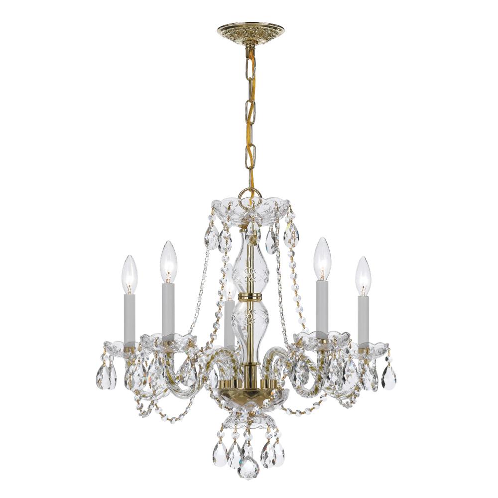 Traditional Crystal 21'' Hand Cut Crystal Polished Brass Chandelier