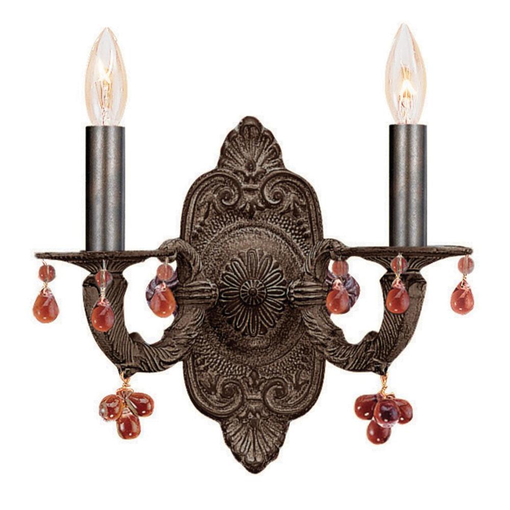 Paris Market 11'' Amber Crystal Venetian Bronze Sconce
