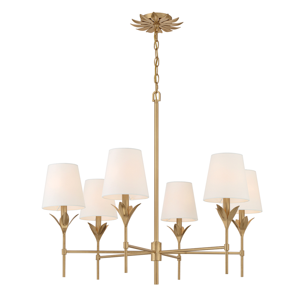 Broche 6 Light Antique Gold Chandelier