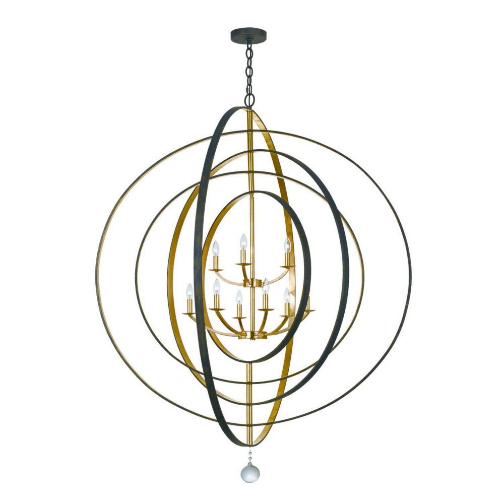 Luna 48'' English Bronze + Antique Gold Chandelier