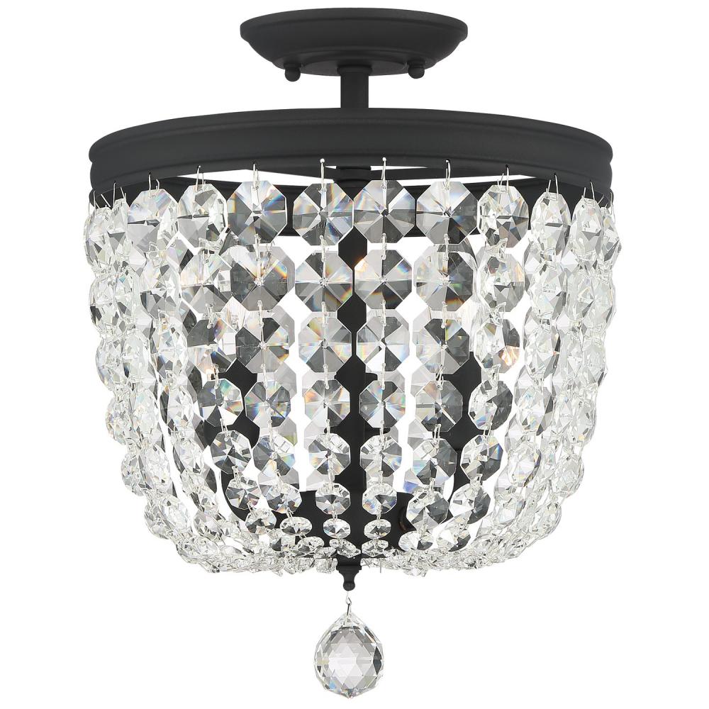 Archer 11.5'' Hand Cut Crystal Black Forged Semi Flush Mount