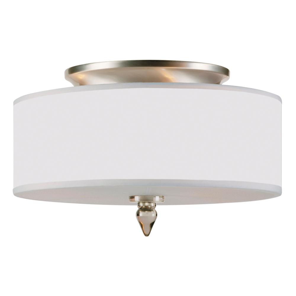 Luxo 14'' Drum Shade Satin Nickel Semi Flush Mount
