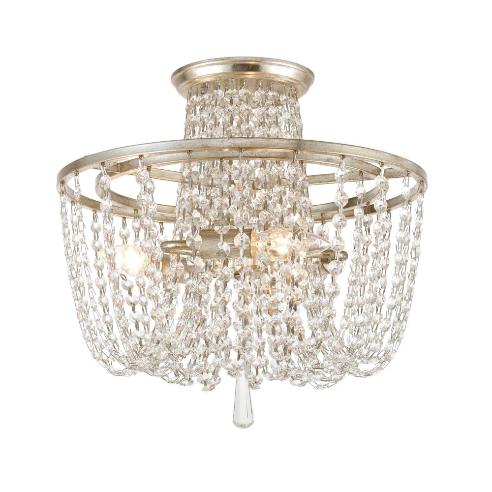Arcadia 3 Light Antique Silver Semi Flush Mount