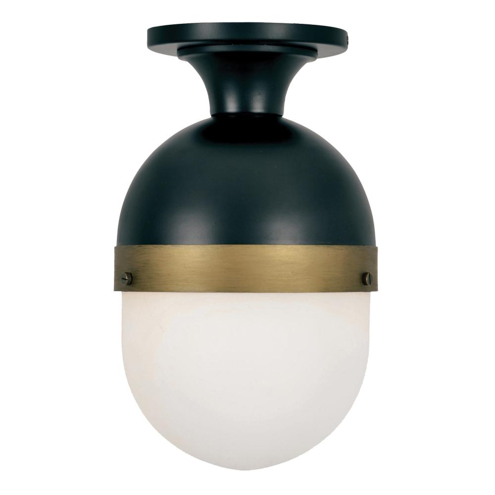 Brian Patrick Flynn Capsule 8'' Matte Black + Textured Gold Outdoor Semi Flush Mount