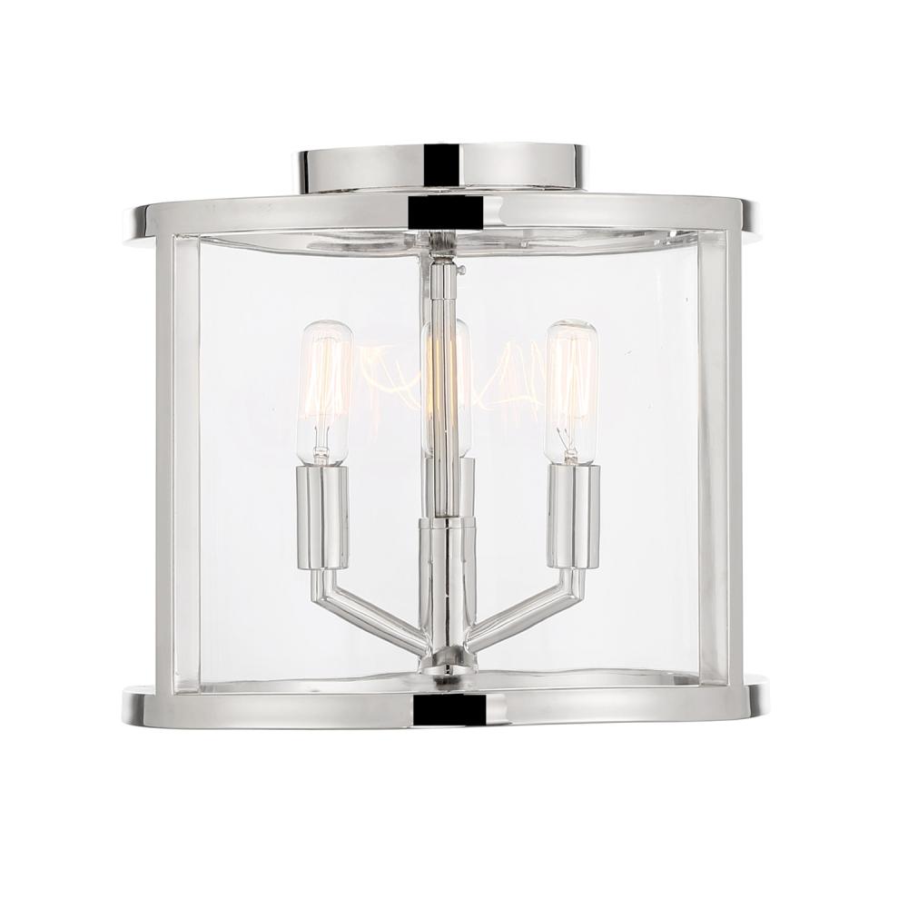 Libby Langdon Devon 11.75'' Polished Nickel Semi Flush Mount