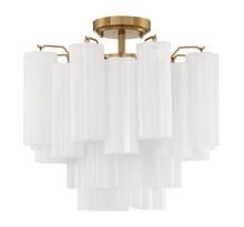 Crystorama ADD-300-AG-WH_CEILING - Addis 17.75'' Aged Brass Semi Flush Mount