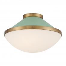 Crystorama XAN-8002-VG-GR - Xander 2 Light Vibrant Gold + Green Flush Mount