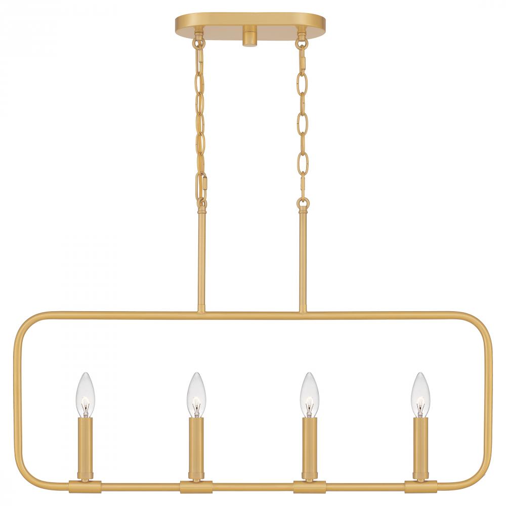 Abner 4-Light Aged Brass Linear Chandelier