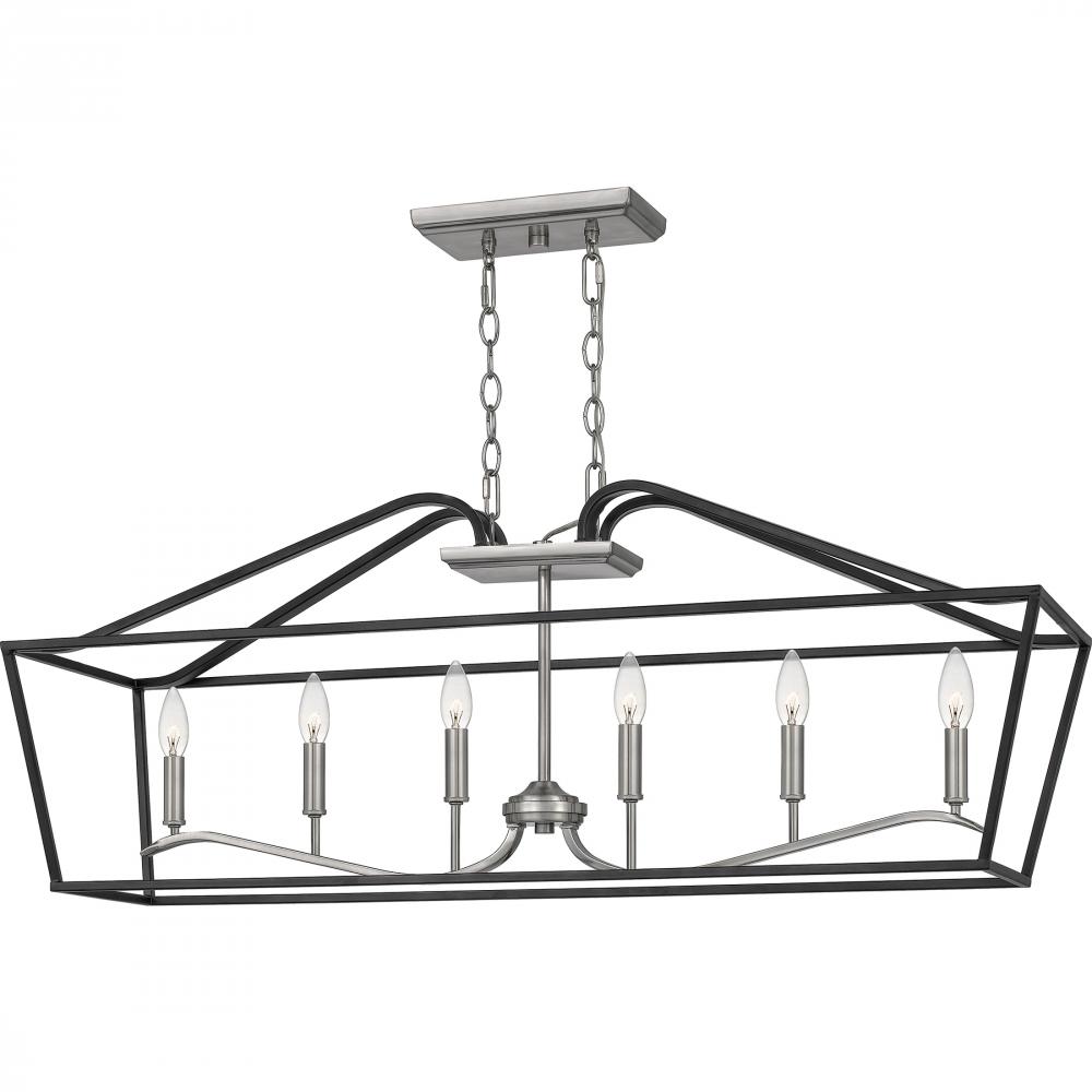 Catalina 6-Light Matte Black Linear Chandelier