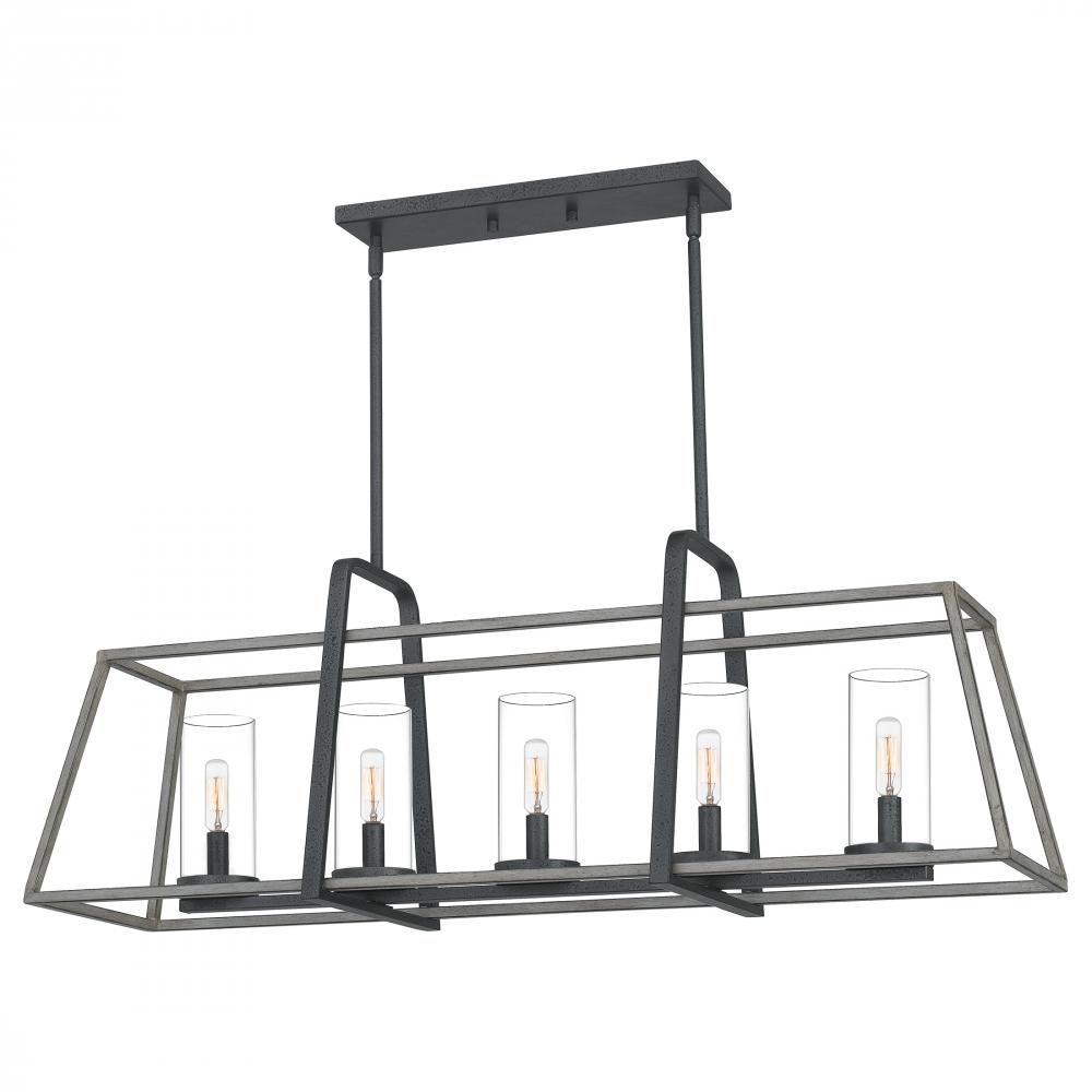 Lincoln 5-Light Distressed Iron Linear Chandelier