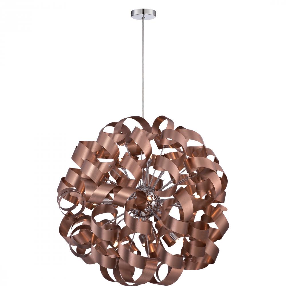 Ribbons 12-Light Satin Copper Pendant Light
