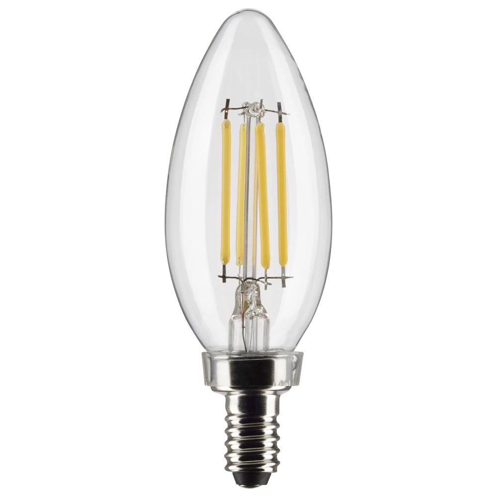 4 Watt B11 LED Filament; Clear; Candelabra base; 90 CRI; 2700K; 120 Volt