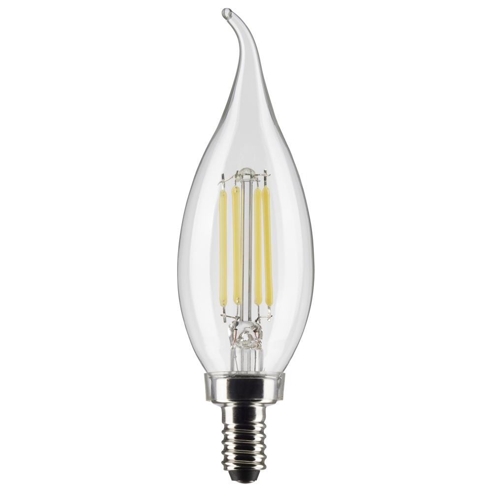 4 Watt CA10 LED Filament; Clear; Candelabra base; 90 CRI; 2700K; 120 Volt