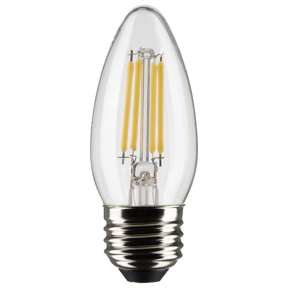 4 Watt B11 LED Filament; Clear; Medium Base; 3000K; 350 Lumens; 120 Volt; 2-Pack