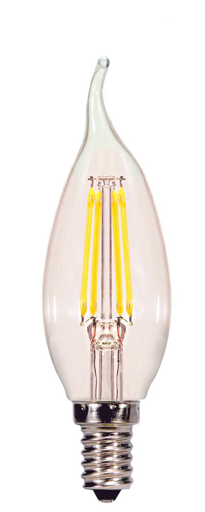 4 Watt CA11 LED Filament; Clear; Candelabra base; 2700K; 350 Lumens; 120 Volt; Carded