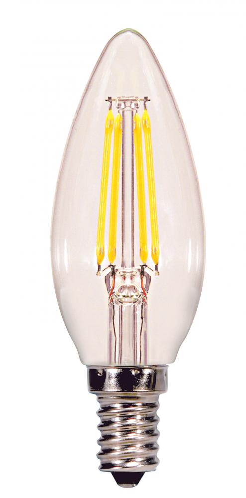 4.5 Watt B11 LED Filament; Clear; Candelabra base; 2700K; 350 Lumens; 120 Volt