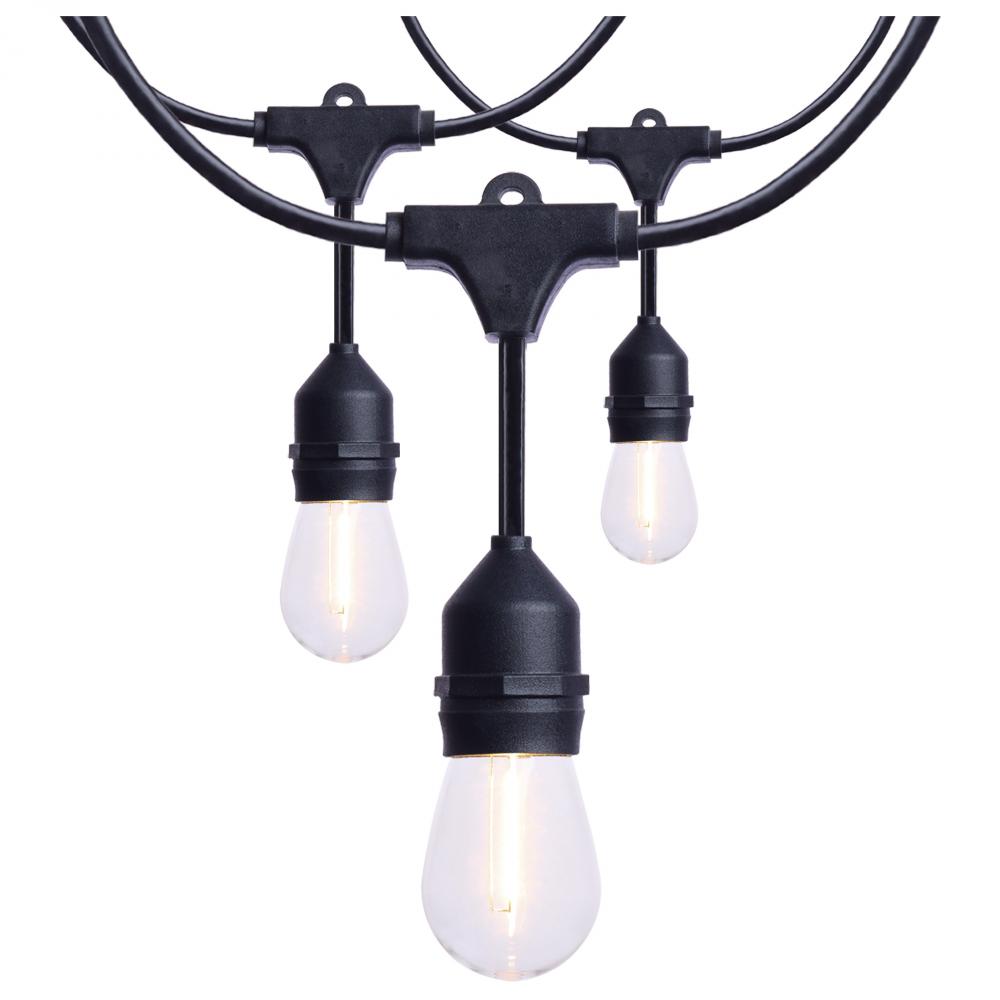 60 Foot LED String Light; 24-S14 Lamps; Medium Base; 2200K CCT; Black