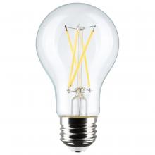 Satco Products Inc. S12465 - 8 Watt A19 LED Filament; Clear; 5000K; Medium Base; 120 Volt; 4-Pack
