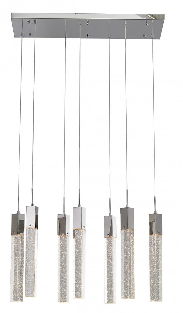 7-Light Chrome Island Lighting With A Clear Bubble Crystal