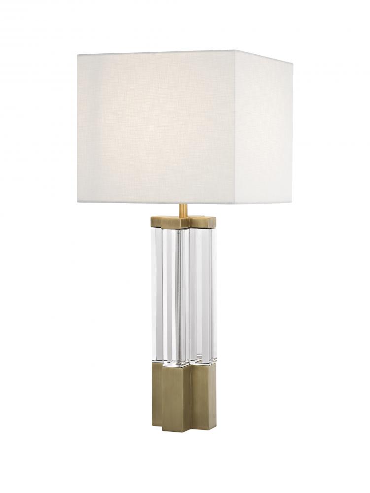 1-Light Antique Brass Table Lamp With A Drum Shade