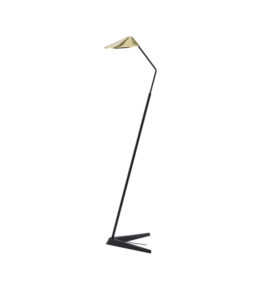 Black and Stain Brass LED Floor Lamp