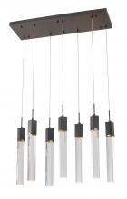 Bethel International ADS09C7B - 7-Light Matte Black Island Lighting With A Clear Bubble Crystal