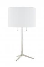 Bethel International JTL123HL-PN - 2-Light Polished Nickel And Grey Table Lamp With A Shade