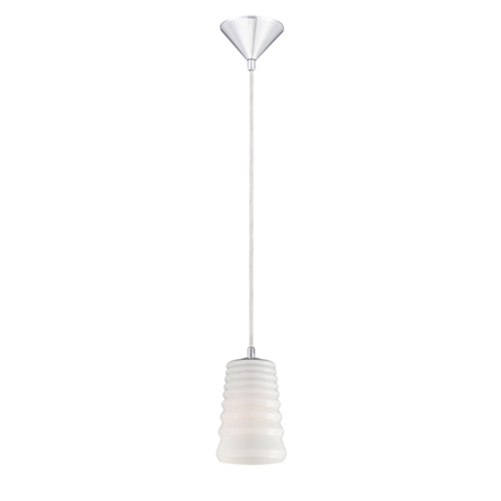 Laso, 1Lt Pendant, Large, Chrome/White