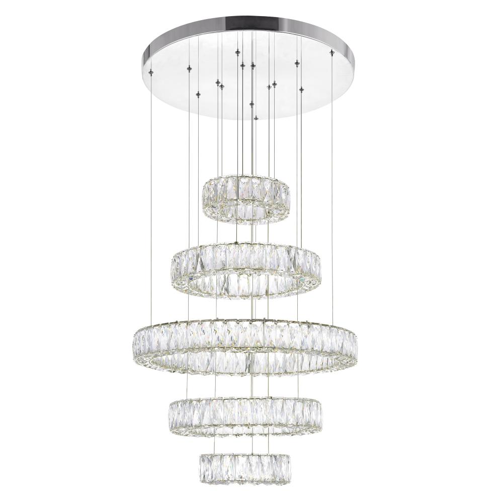Madeline Integrated LED 5 Ring Chrome Chandelier