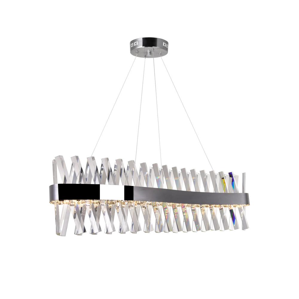 Glace Integrated LED 40in Curved Chrome Chandelier