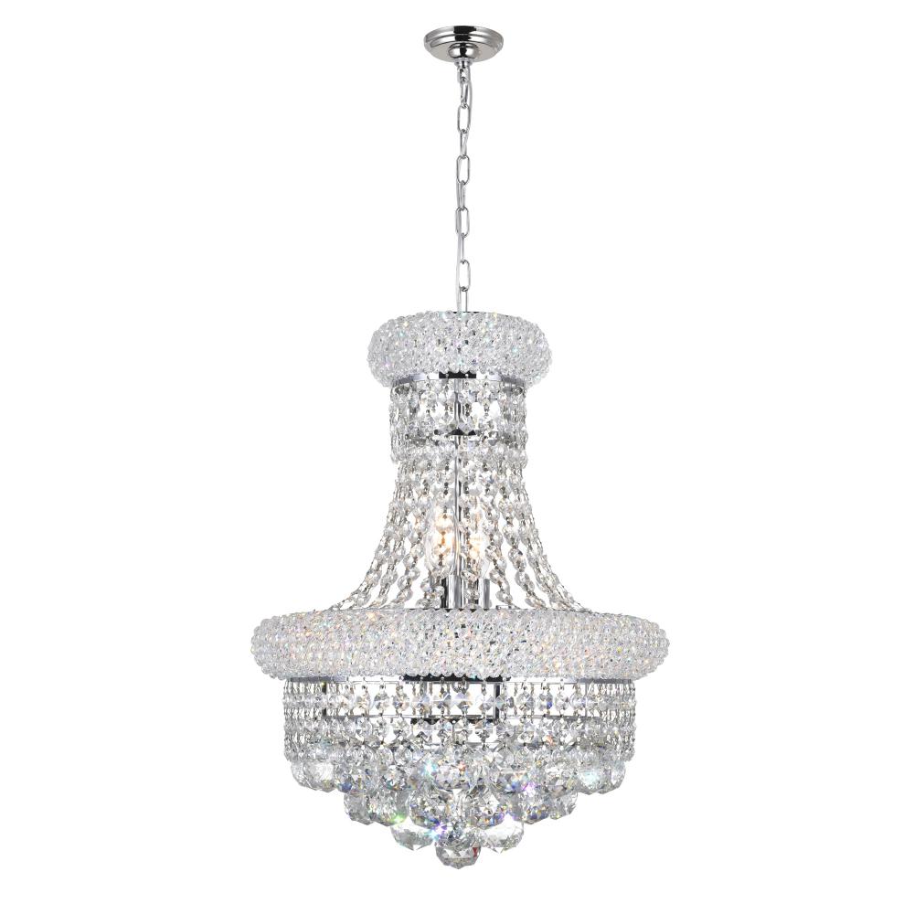 Empire 6 Light 14in Chrome Chandelier with Crystals