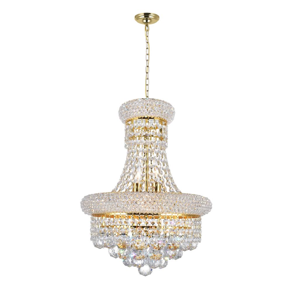 Empire 6 Light 14in Gold Chandelier with Crystals