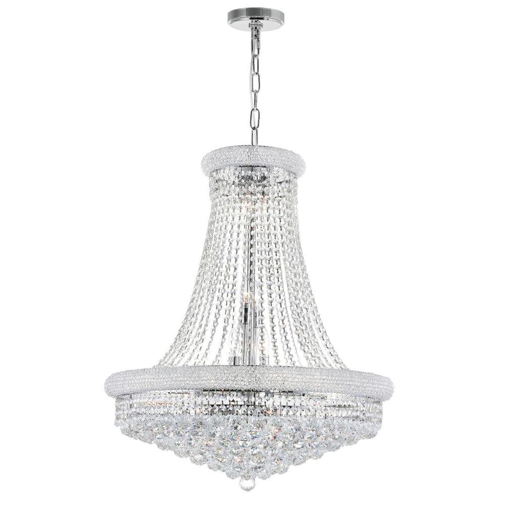 Empire 18 Light 28in Chrome Down Chandelier with Crystals