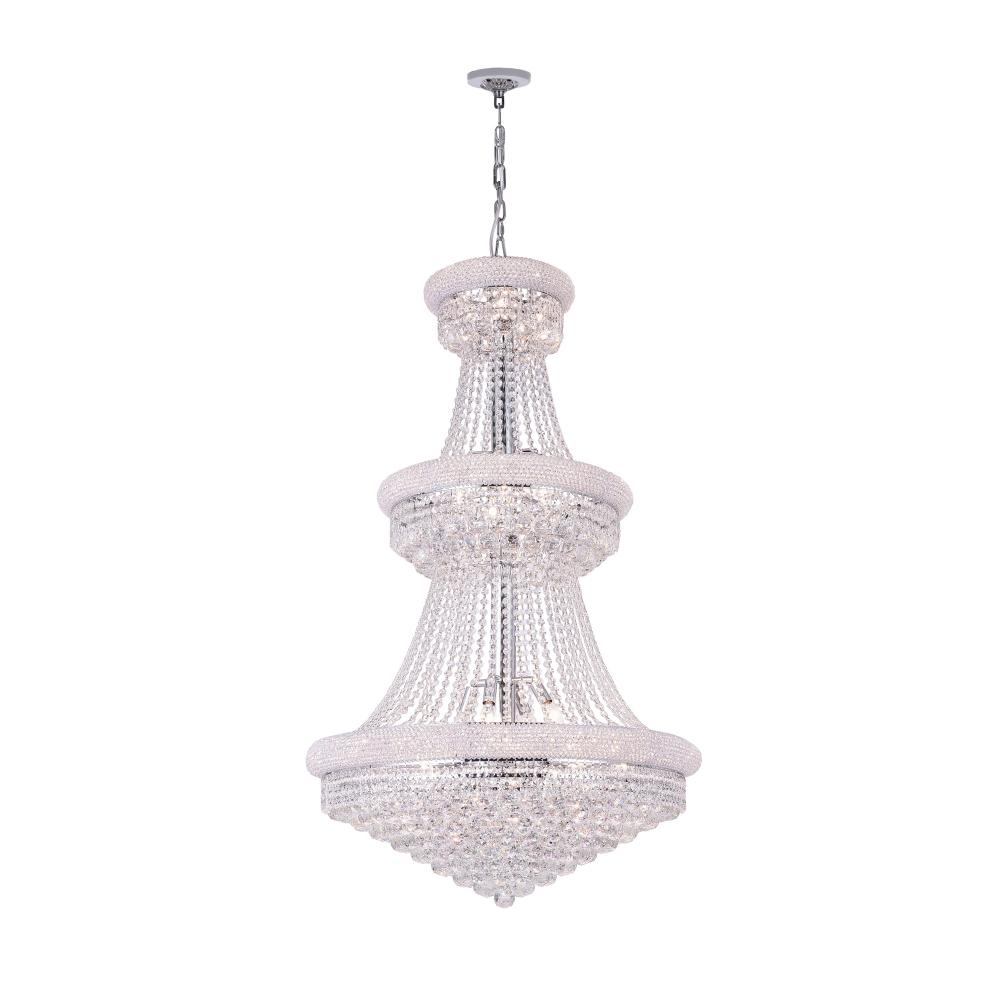 Empire 32 Light 30in Chrome Down Chandelier with Crystals