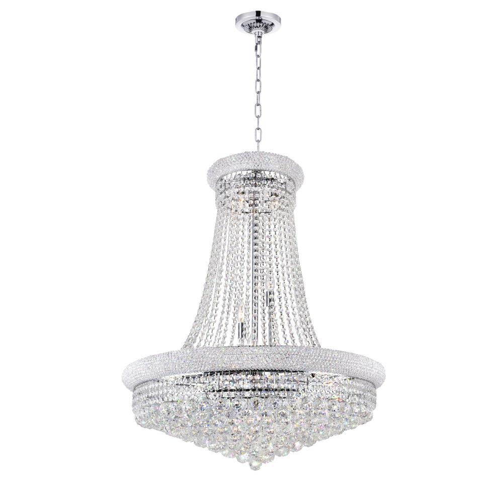 Empire 19 Light 32in Chrome Down Chandelier with Crystals