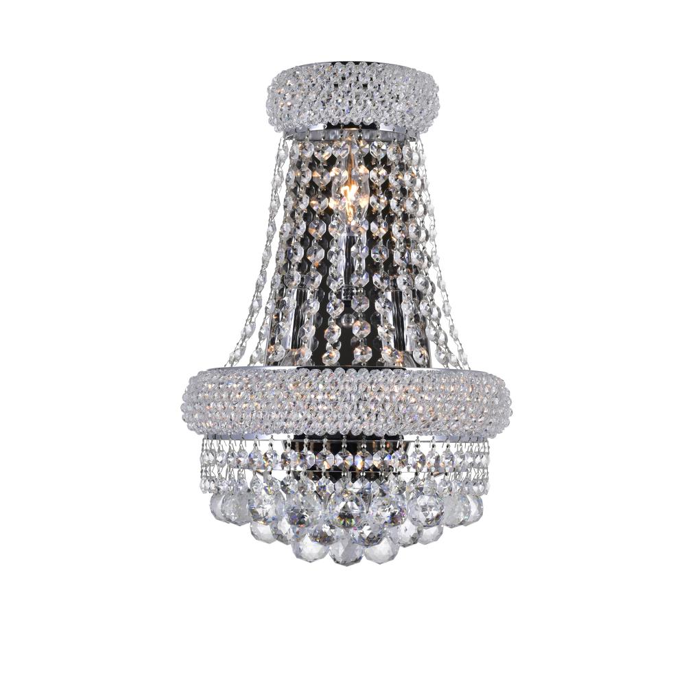 Empire 3 Light 12in Chrome Wall Sconce with Crystals