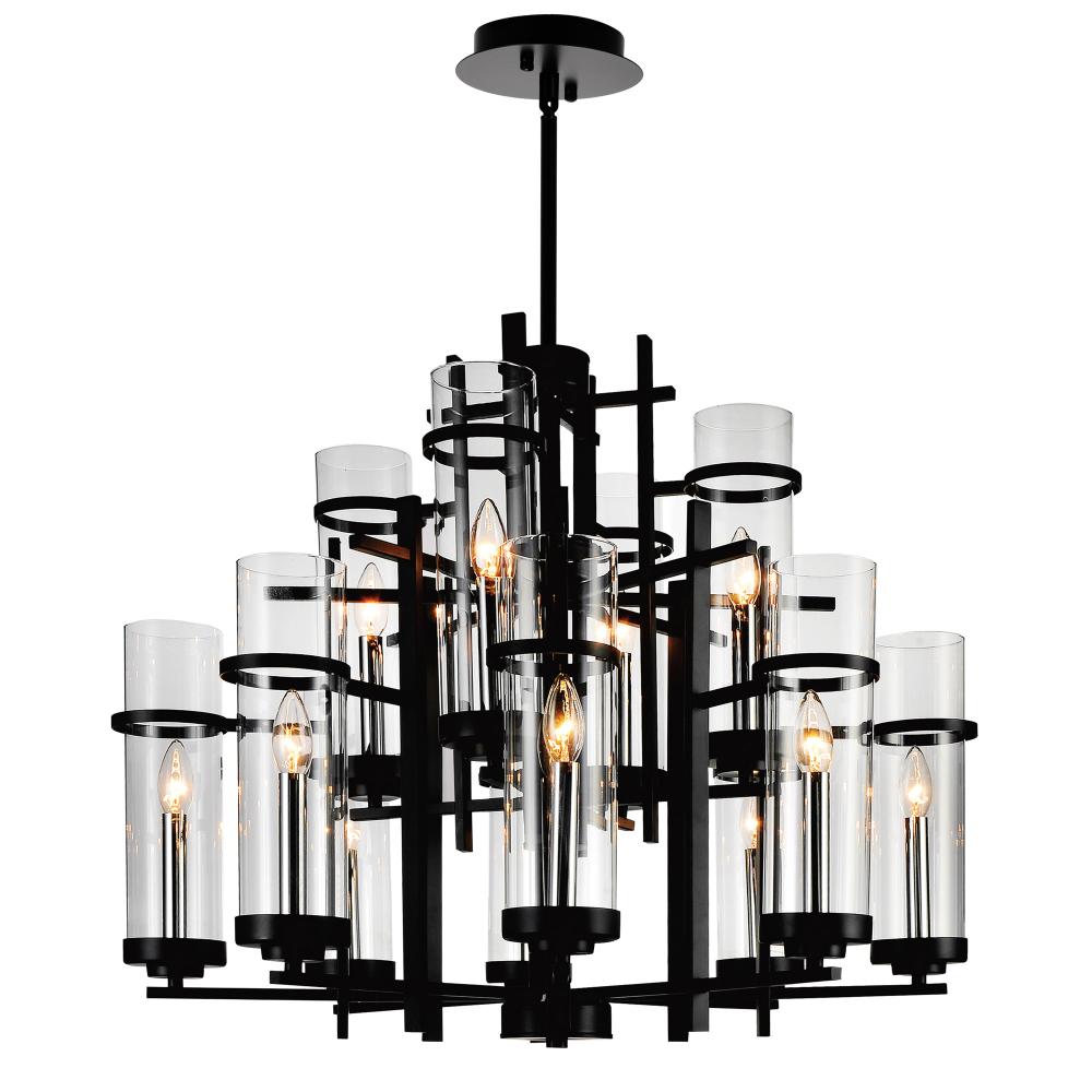 Sierra 12 Light 30in Black Chandelier