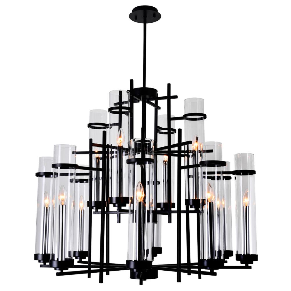 Sierra 12 Light 38in Black Chandelier