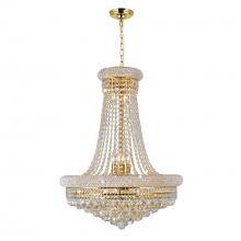 CWI Lighting 8001P24G - Empire 17 Light 24in Gold Down Chandelier with Crystals