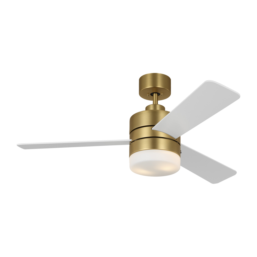 Era 44 LED Ceiling Fan in Burnished Brass with Matte White Blades and Light Kit