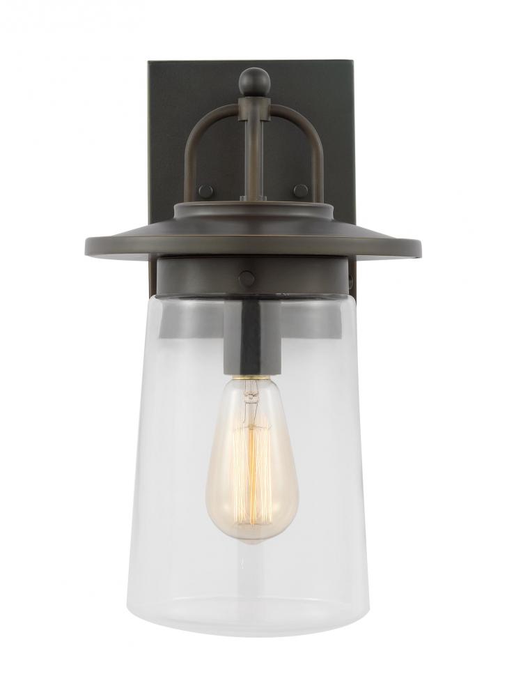 Tybee casual 1-light LED outdoor exterior medium wall lantern sconce in antique bronze Finish