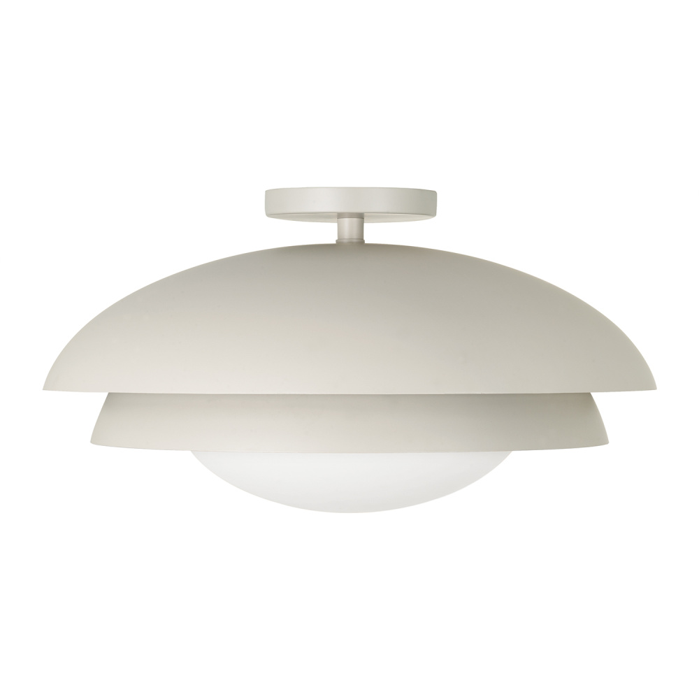 17.75" W x 9.25" H 1-Light Modern Tiered Dome Semi Flush in Taupe with Soft White Glass Diff