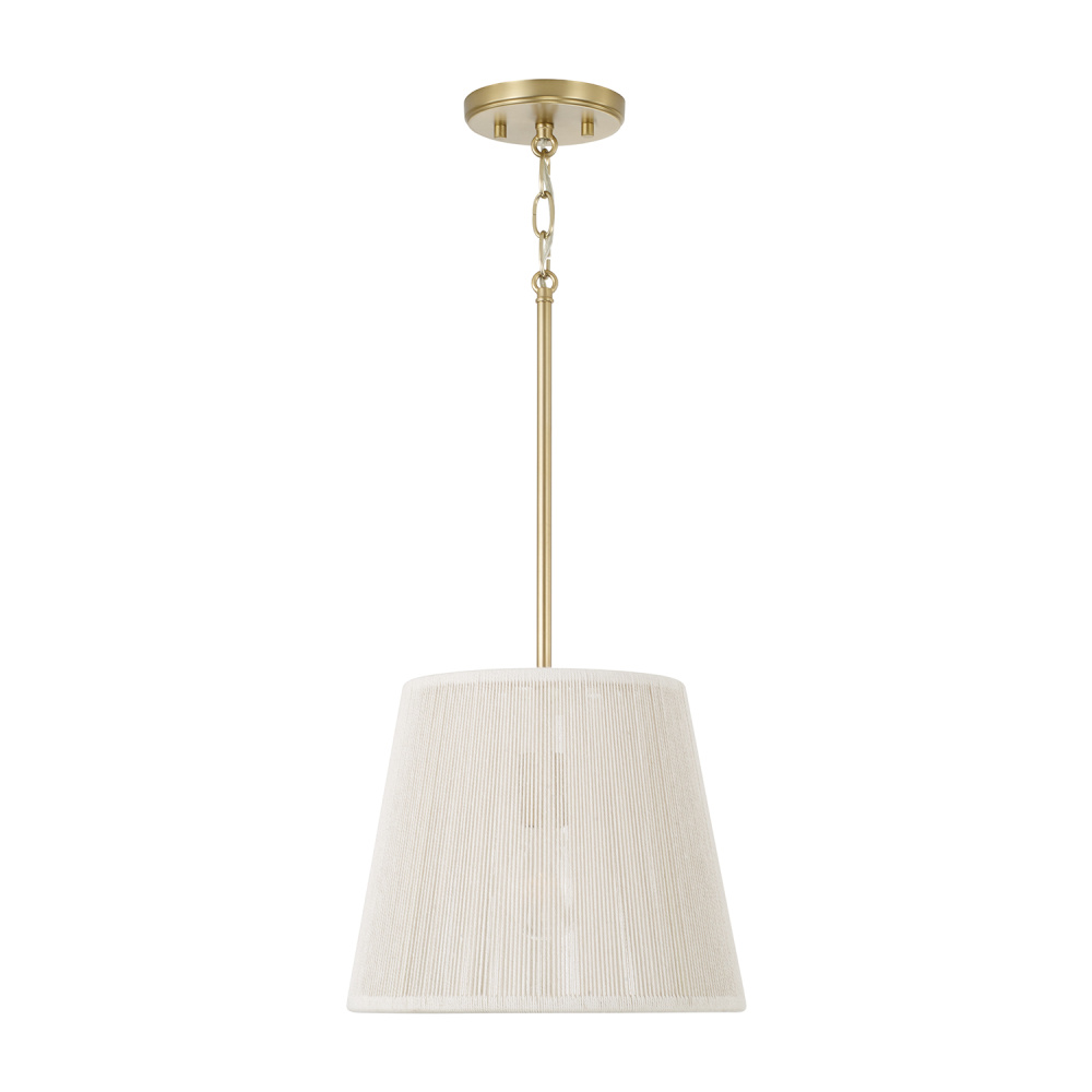 12" W x 10" H 1-Light Handcrafted Pendant in Matte Brass with Hand-wrapped Bleached Natural