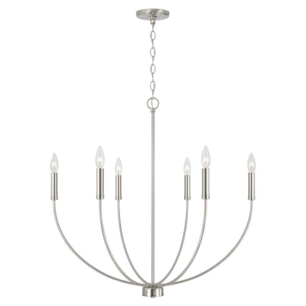 6-Light Chandelier in Brushed Nickel